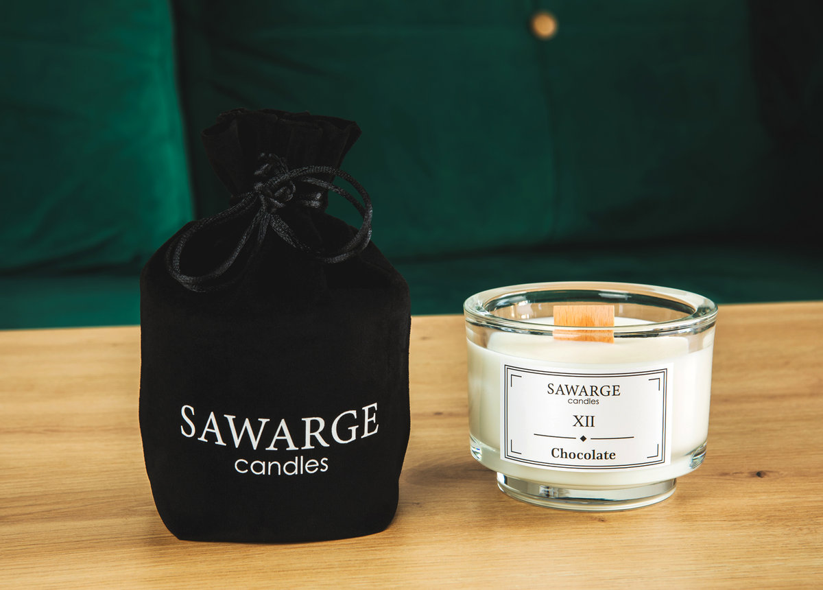 Świeca Zapachowa Sojowa No12 / Czekolada 150g knot drewniany 35h /Sawarge Candles