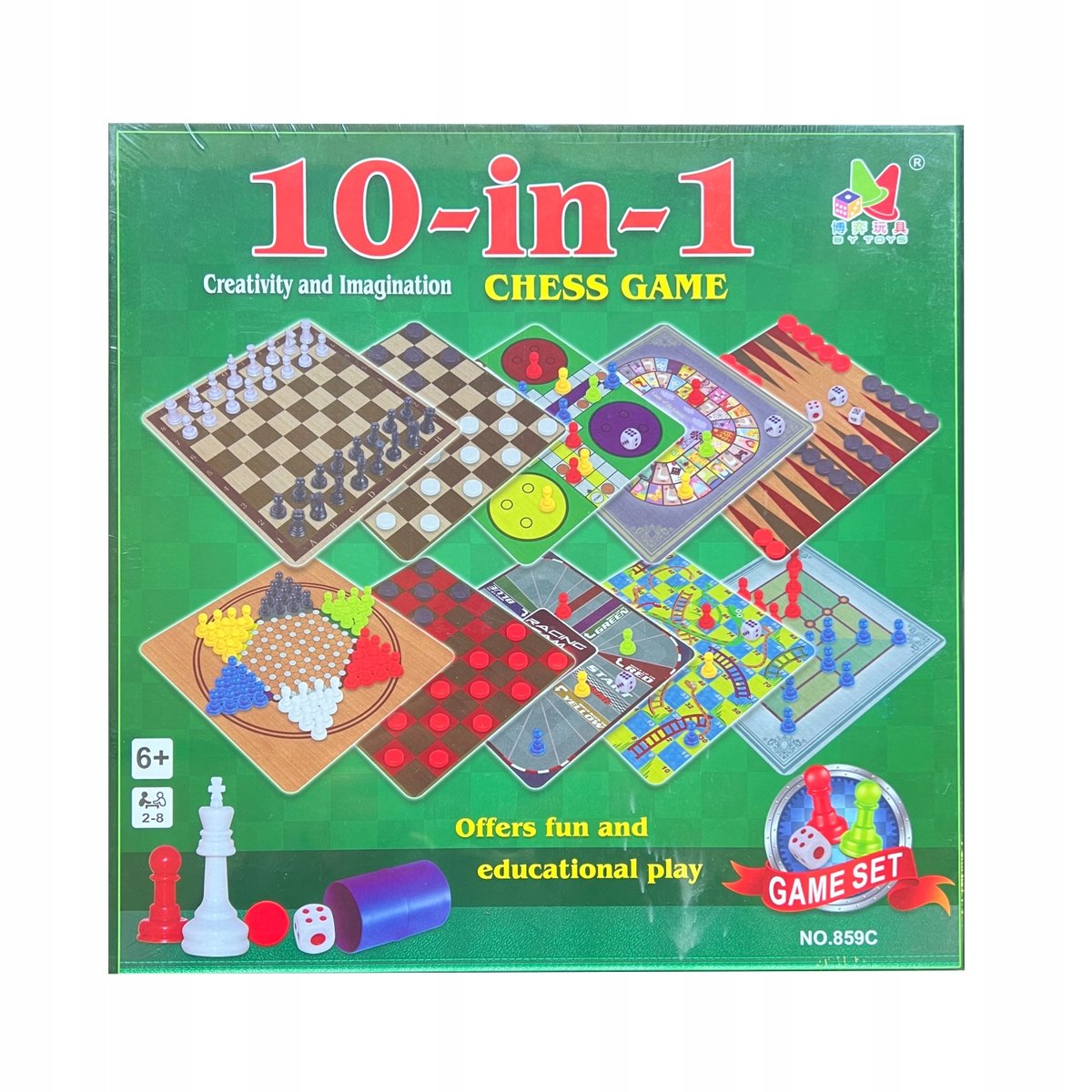 Zestaw Gier 10W1 Gra Planszowa Rodzinna Szachy Warcaby Chińczyk Drabiny