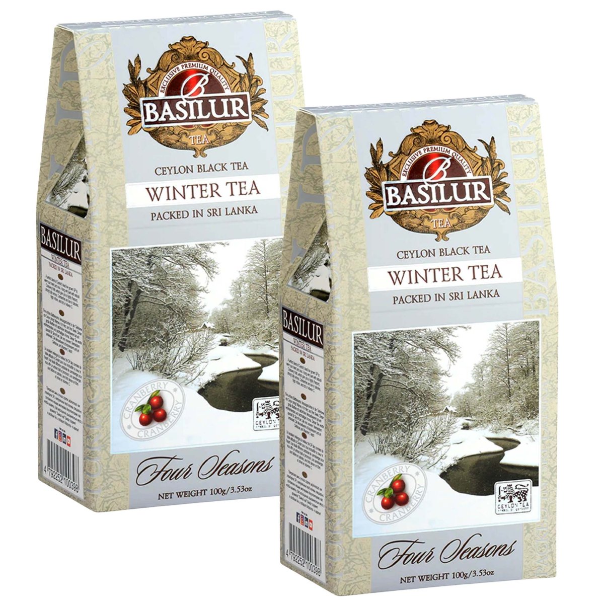 BASILUR Winter Tea Czarna herbata liściasta z dodatkiem owoców żurawiny 100 g x2