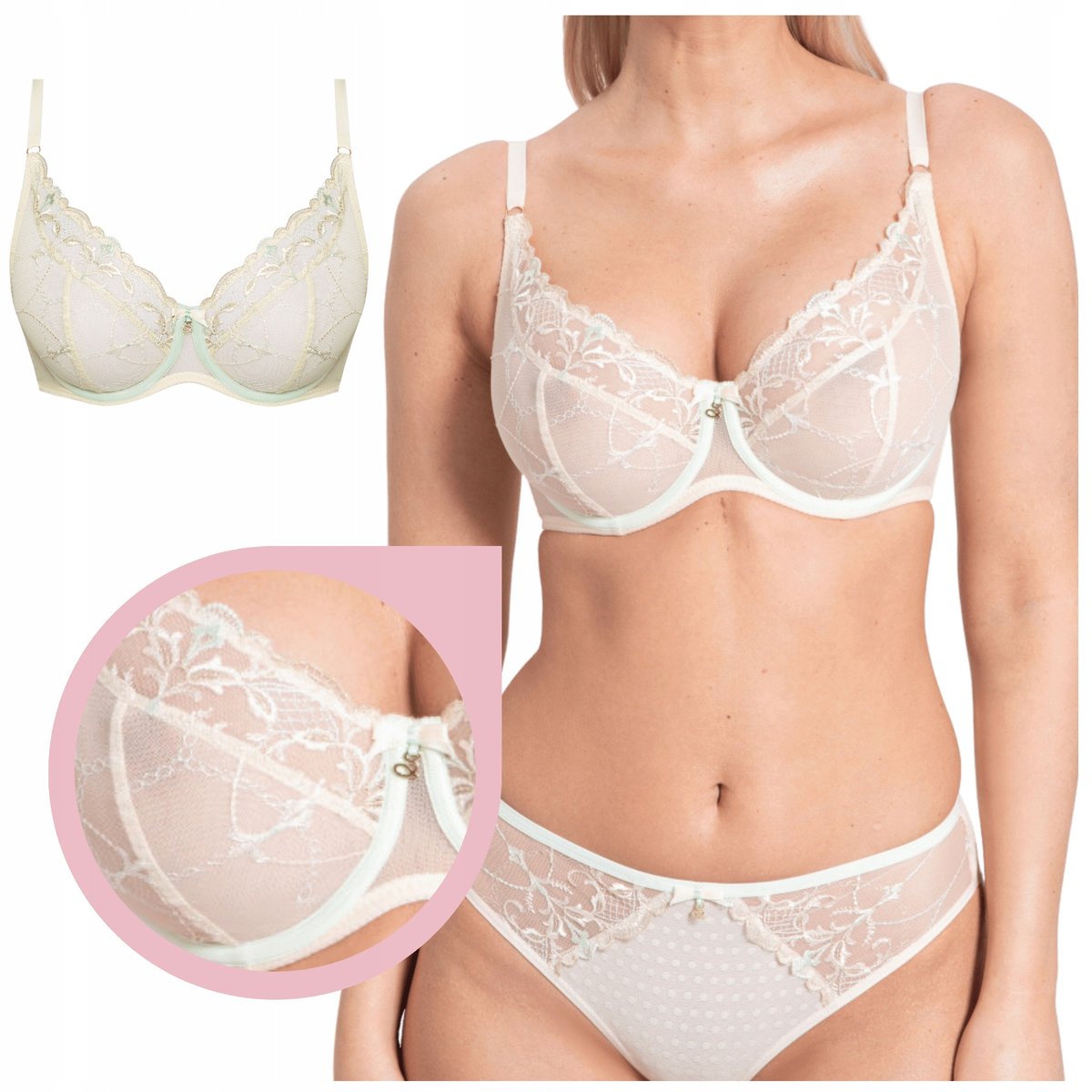 Samanta LAURA A125 biustonosz miękki biszkoptowy miętowy soft braletka 70E