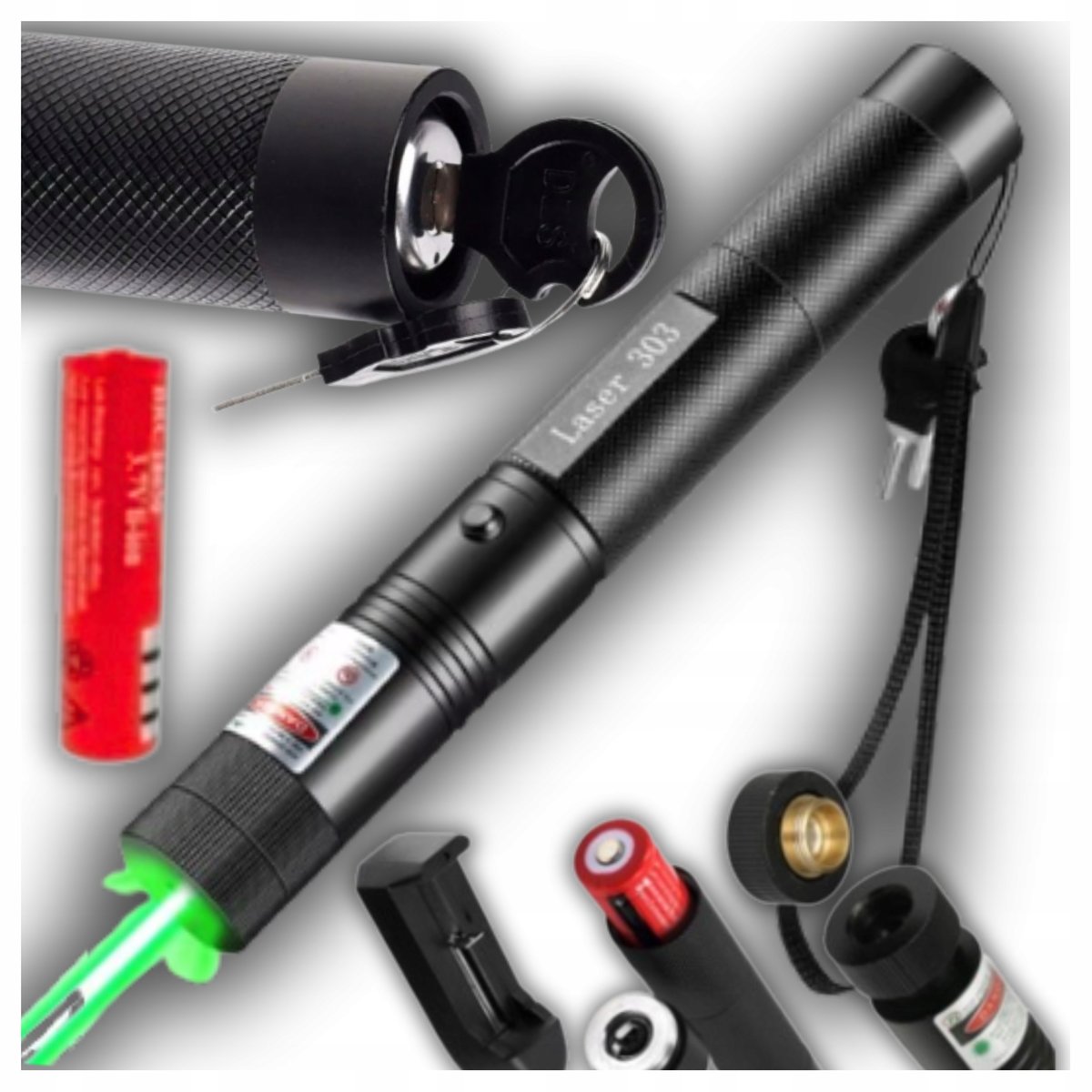 Wskaźnik Laserowy Pointer Laser MOCNY Zielony LED MOCNY 50000 mW Walizka