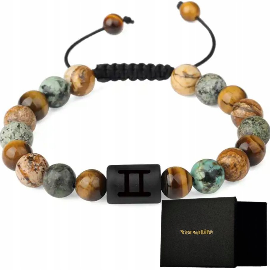 Bransoletka uniseks, znak zodiaku BLIŹNIĘTA, regulowana 17-24cm, Versatile