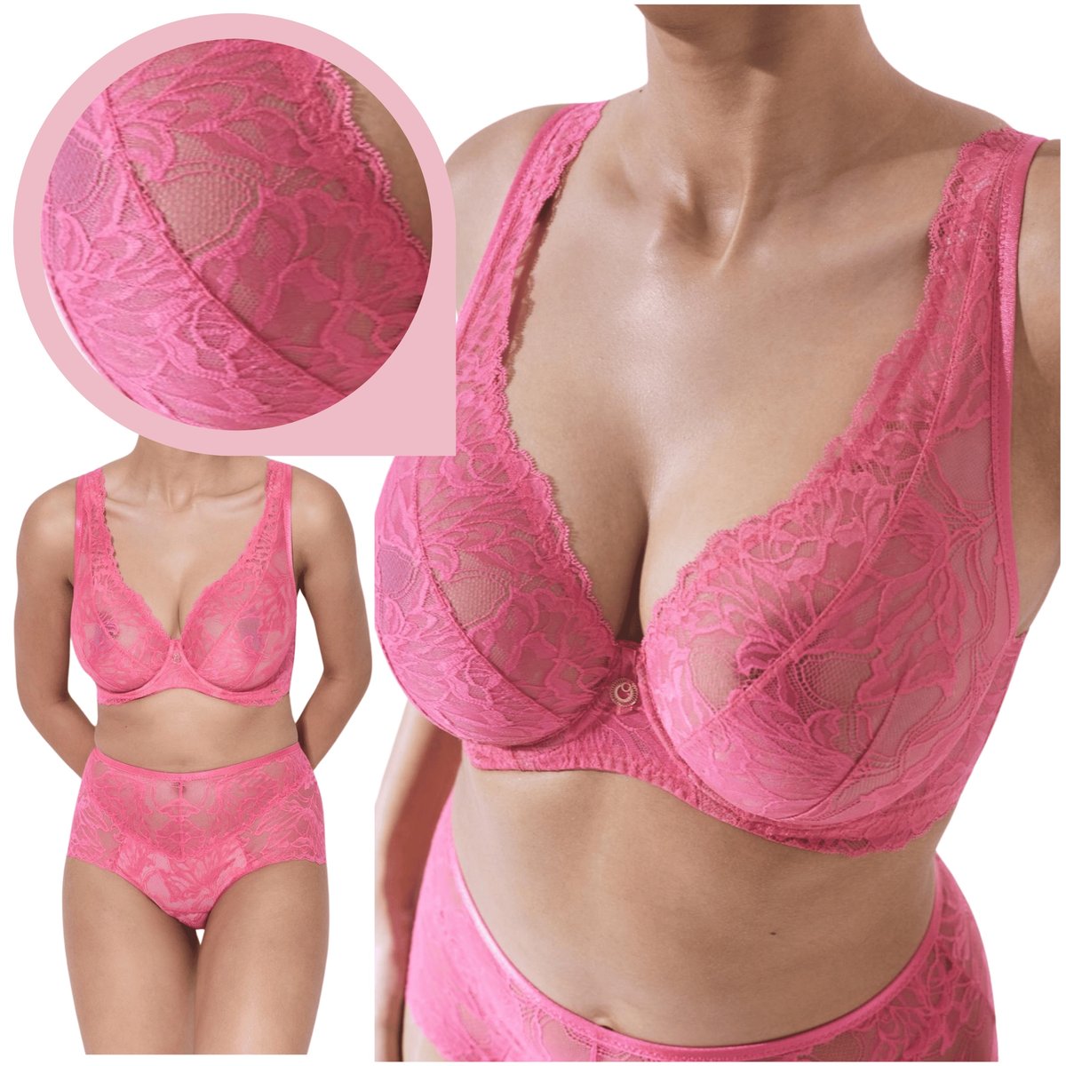 Alles Bralette COACHELLA M PLUS biustonosz miękki koronkowy rożowy - 95B