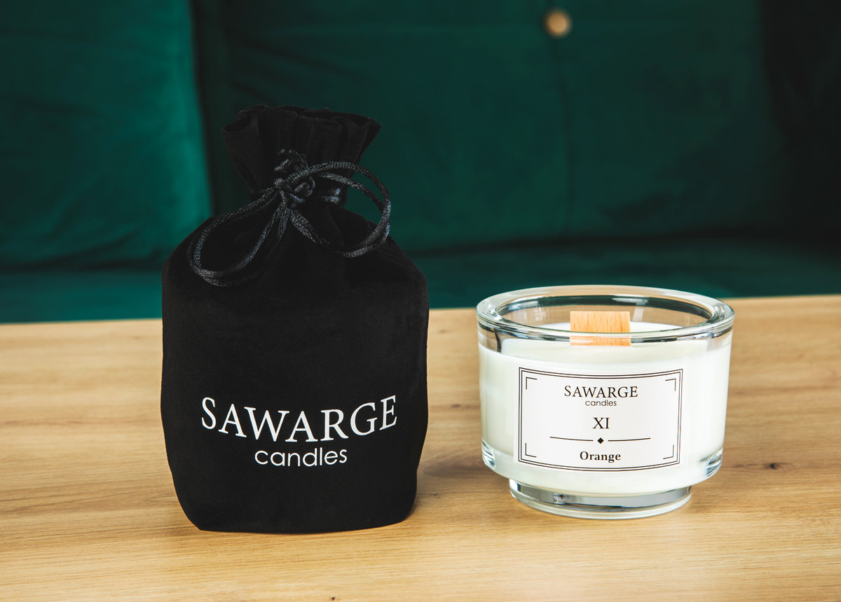 Świeca Zapachowa Sojowa No11 / Pomarańcza 150g, drewniany knot 35h/Sawarge candles