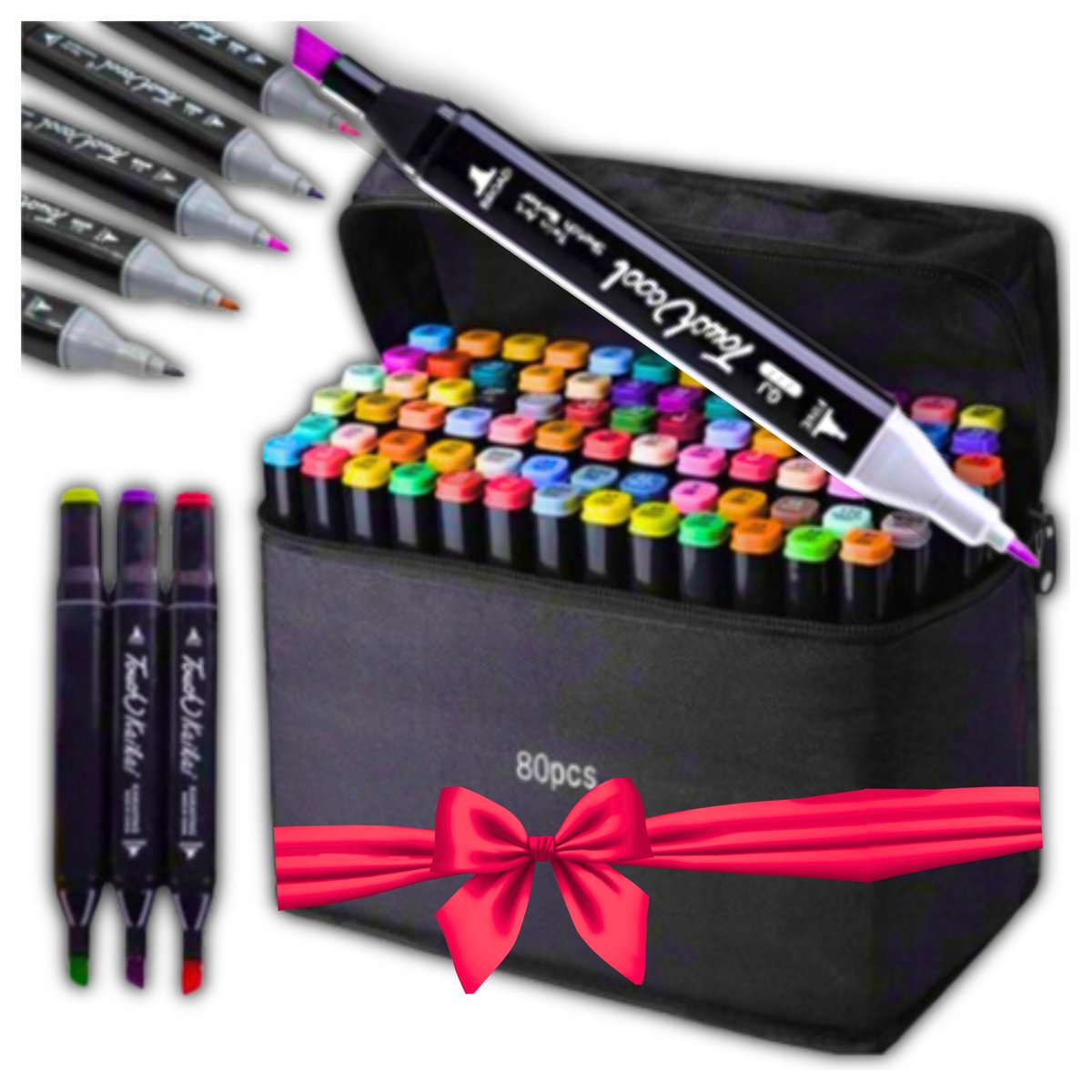 Markery 80 SZT Flamastry Pisaki Mazaki Dwustronne Torba PRO