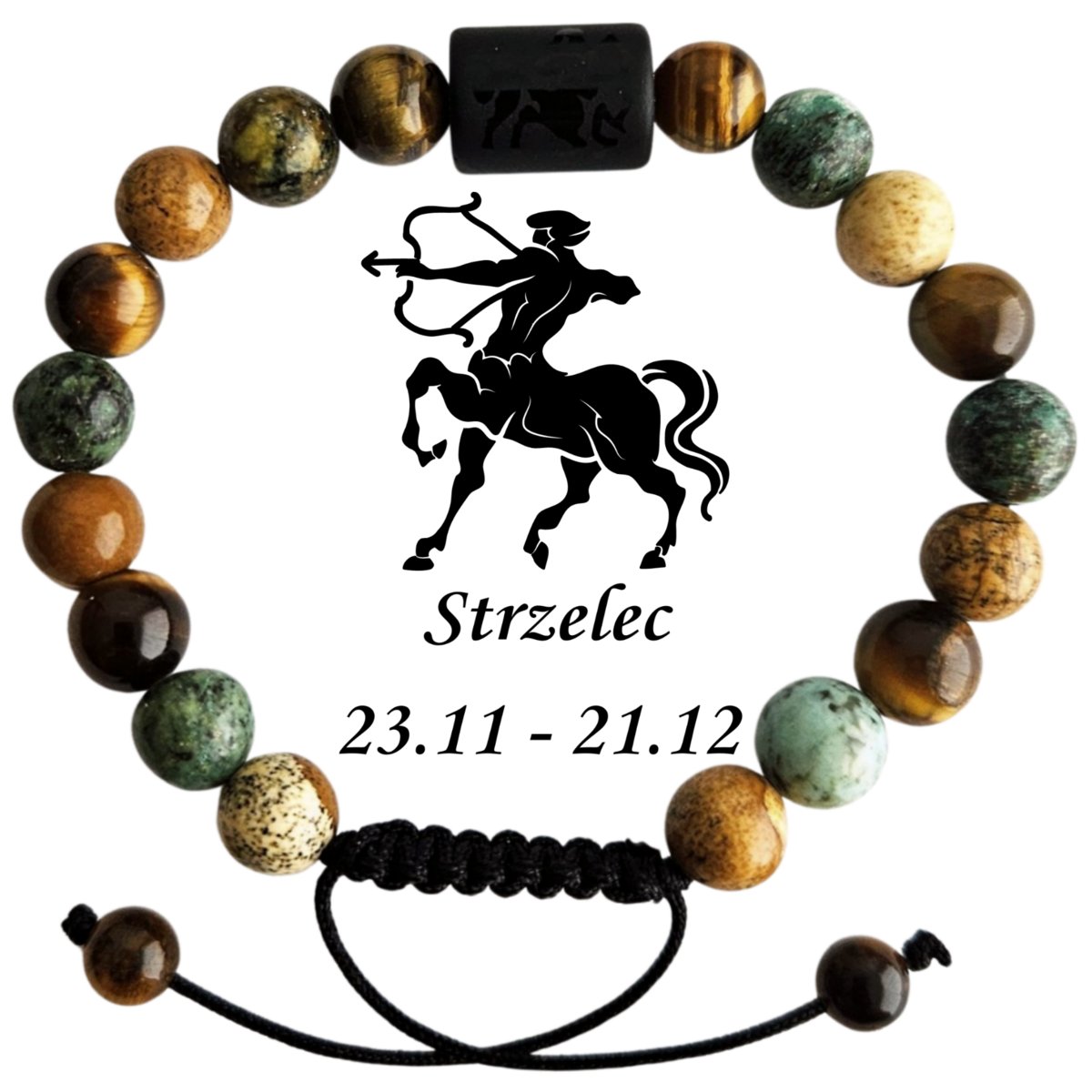 Bransoletka uniseks, znak zodiaku STRZELEC, regulowana 17-24cm, Versatile