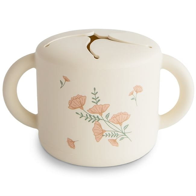 Kubek niewysypek na przekąski Pink Flowers, Mushie