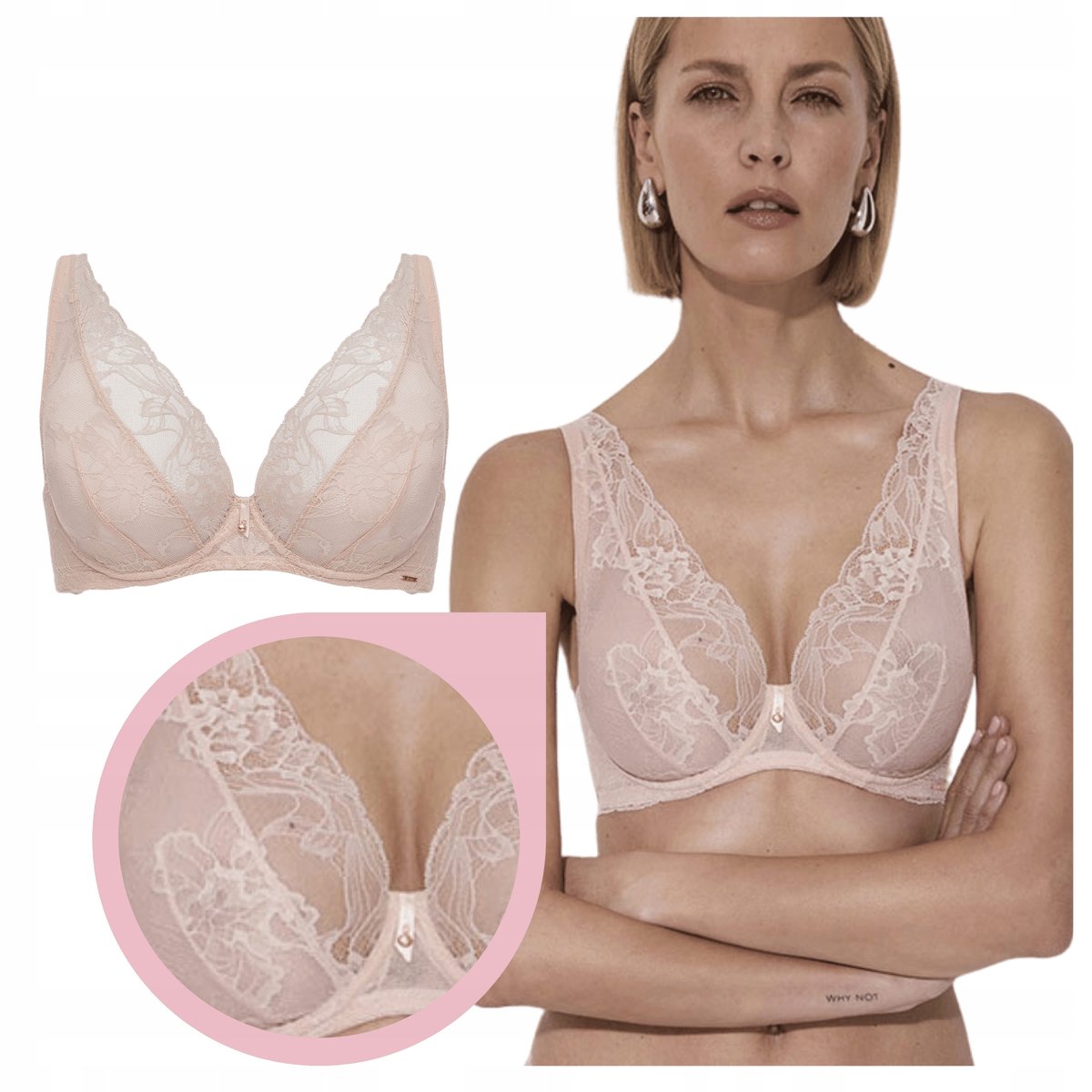 ALLES SUBLIME M BRALETTE biustonosz jasny beż miękka braletka koronkowa 70E
