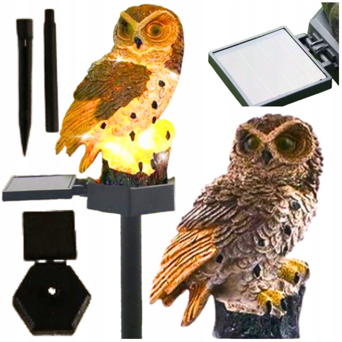 LAMPA SOLARNA LED SOWA EFEKT ZWIERZE PTAK LAMPKA SOLARNA WBIJANA PUCHACZ