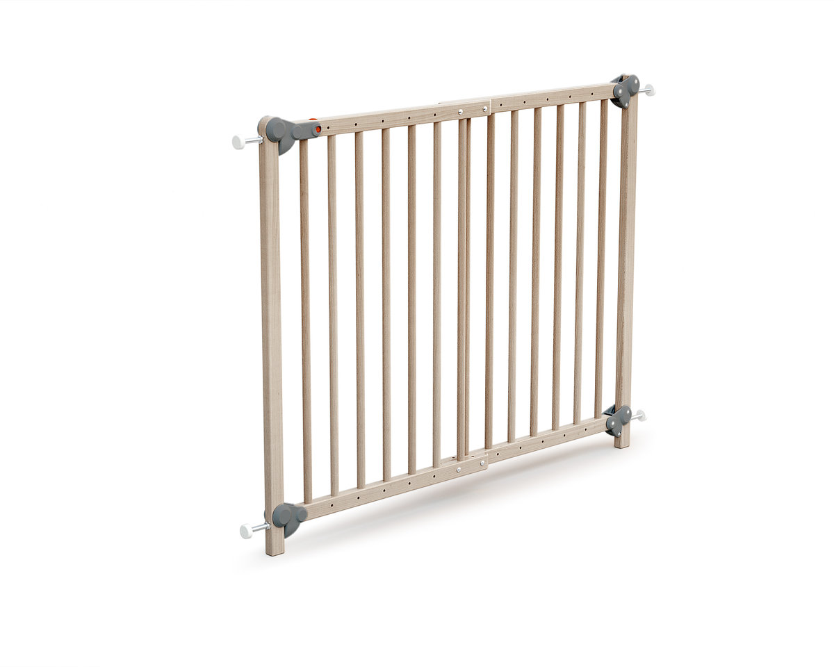 WEBABY - Rozkładana bramka zabezpieczająca dla dzieci z surowego drewna bukowego 110 cm