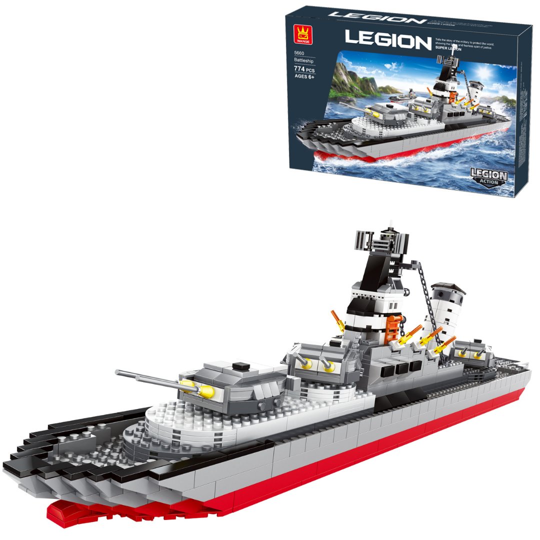 Klocki konstrukcyjne konstrukcyjne Wange 5660 - Okręt Wojenny, 774 elementów