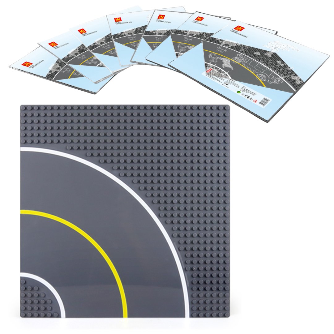 Klocki konstrukcyjne Wange 8811 – Płytka bazowa zakręt droga 32x32, ciemnoszara