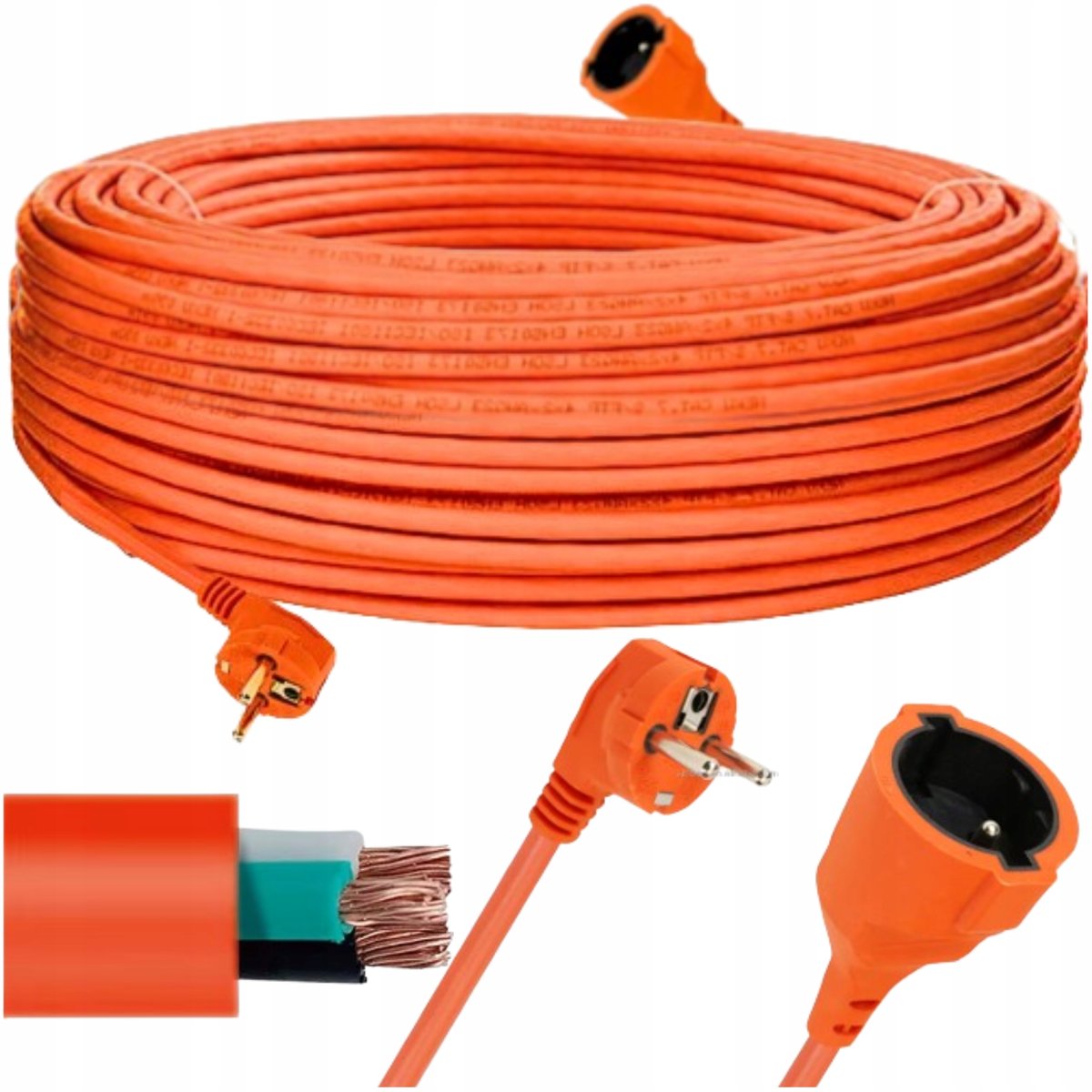 PRZEDŁUŻACZ 50m OGRODOWY BUDOWLANY GRUBY MOCNY 50m KABEL MIEDŹIANY 3x 2.5