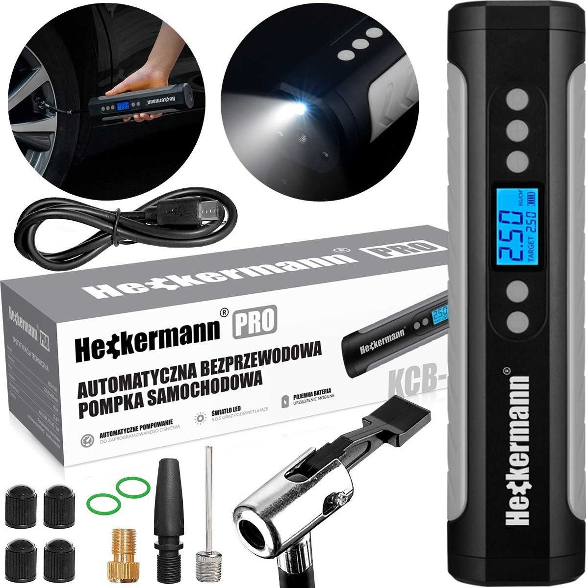 Heckermann Bezprzewodowa pompka rowerowa KCB-9531