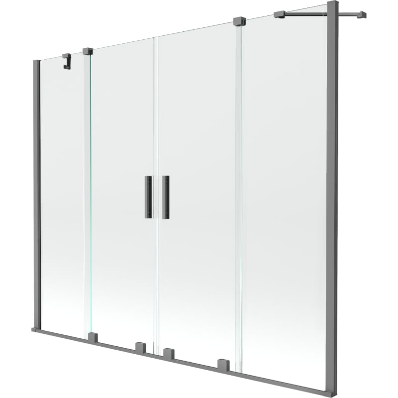 Mexen Velar Duo parawan nawannowy 2-skrzydłowy rozsuwany 190 x 150 cm, transparent, gun metal - 896-190-000-02-95