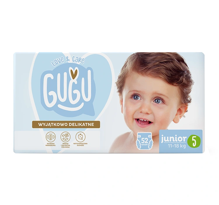 Gugu Love & Care Premium pieluchy rozmiar 5 Junior (11-18 kg) 52 sztuki