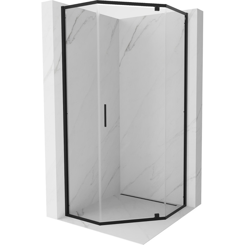 Mexen Exo kabina prysznicowa pięciokątna uchylna 90 x 90 cm, transparent, czarna - 812-090-090-70-00