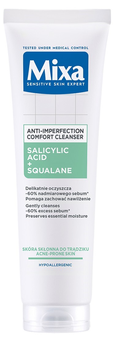 Mixa Żel oczyszczający do twarzy przeciw niedoskonałościom Kwas Salicylowy + Skwalan