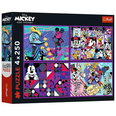 Puzzle, Trefl, Seria przygód Myszki Miki, 4x250 el.