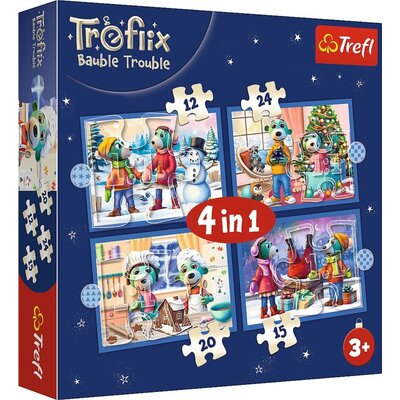 Puzzle 4w1 U Treflików pada śnieg TREFL