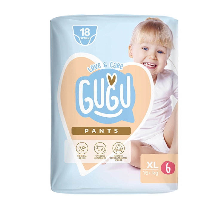 Gugu Love & Care pieluchomajtki rozmiar 6 XL (16+ kg) 18 sztuk