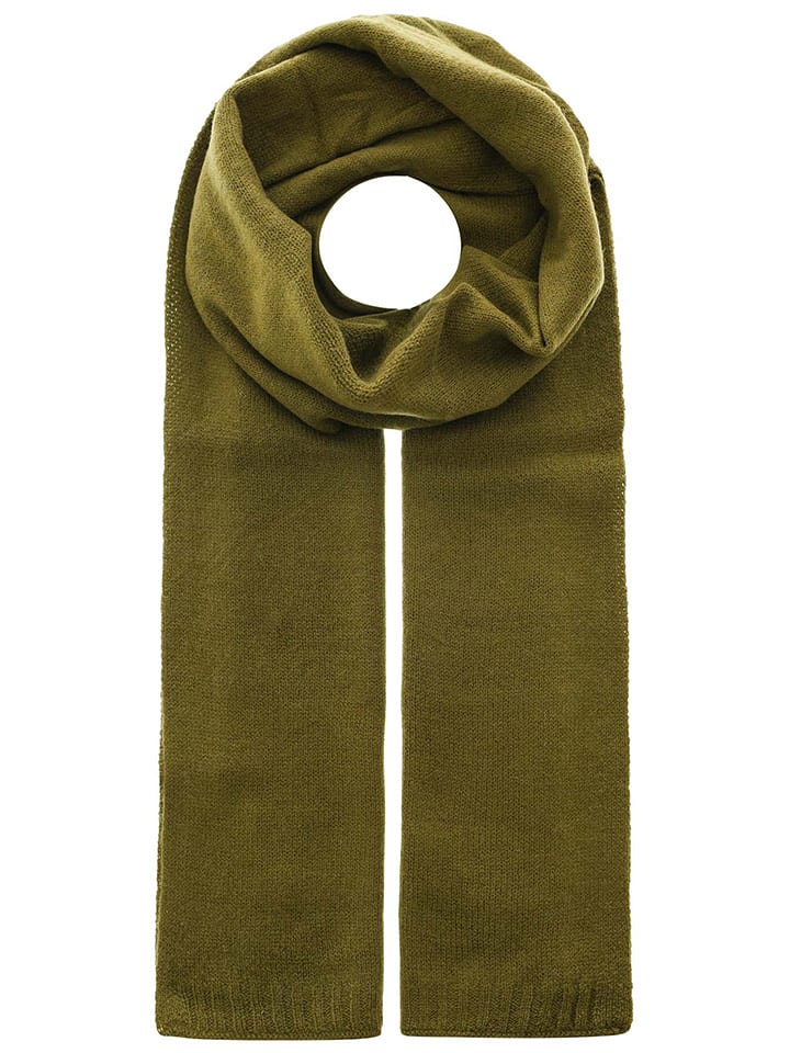 Zwillingsherz Kaszmirowy szal w kolorze khaki - 180 x 28 cm