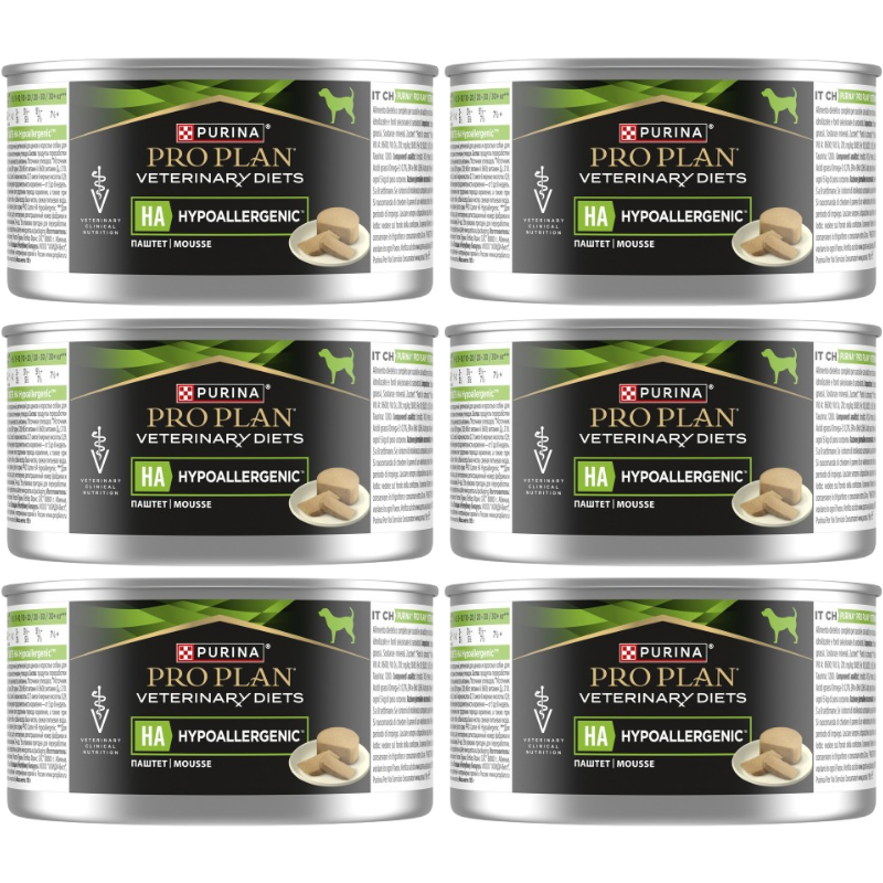 PRO PLAN Veterinary Diets HA Hypoallergenic Karma mokra dla psa mus 6x195g