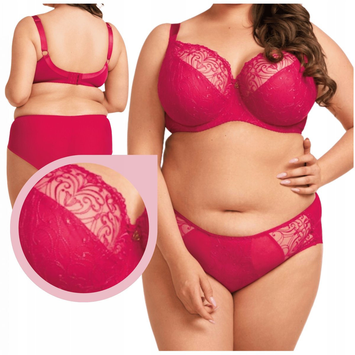 Nessa Sonata soft biustonosz miękki malinowy stanik haft wygodny - 70M