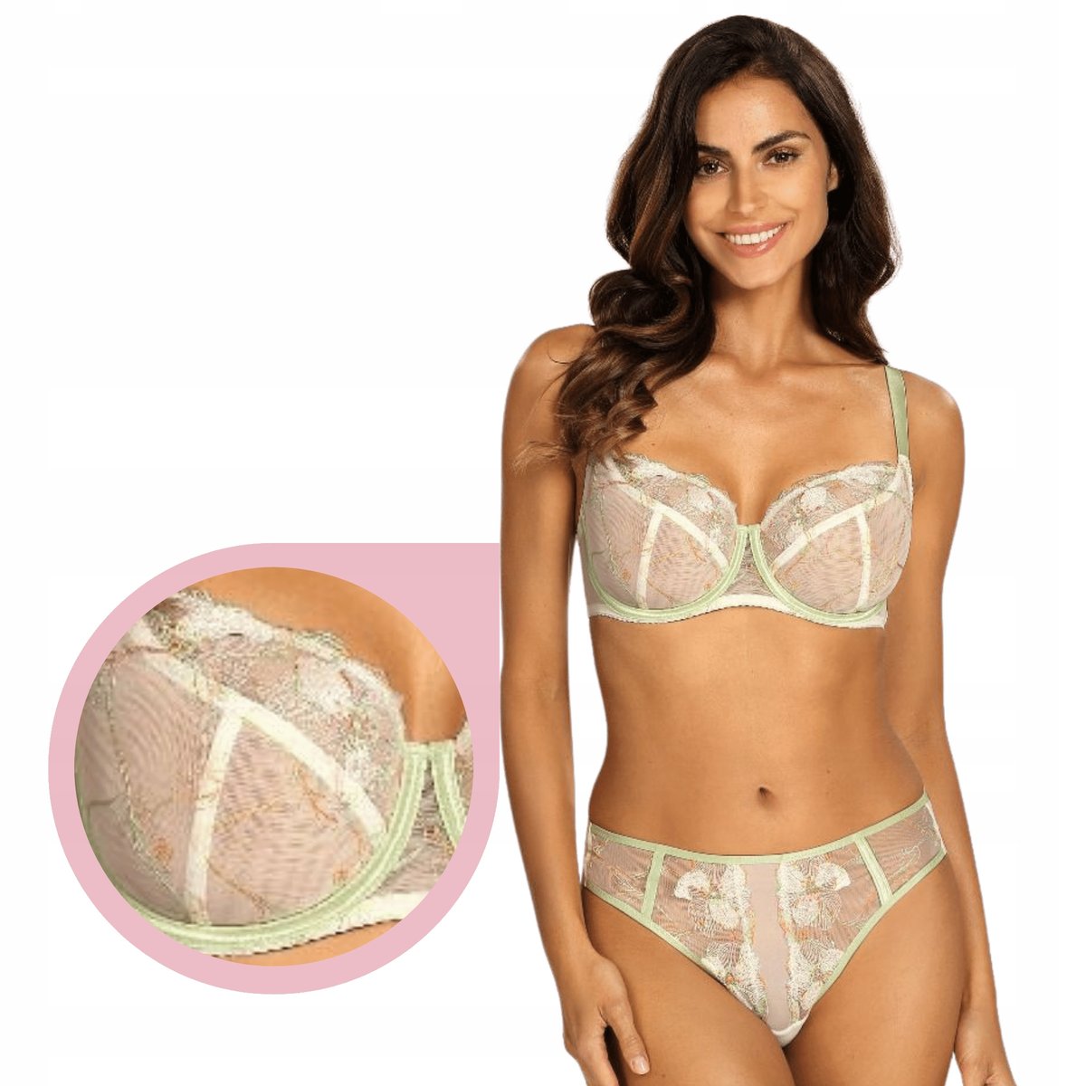 Biustonosz Ewa Bień MILA B161 śmietankowy haftowany stanik miękki soft 70I