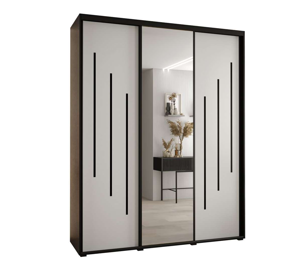 Szafa przesuwna wysoka Davos 9 190 gł. 60 czarny + biały + czarny