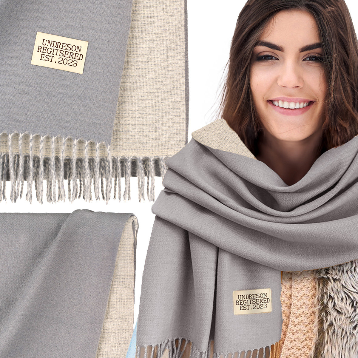 SZALIK SZAL DAMSKI ZIMOWY CIEPŁY DUŻY Elegancki Dwustronny Z Frędzlami