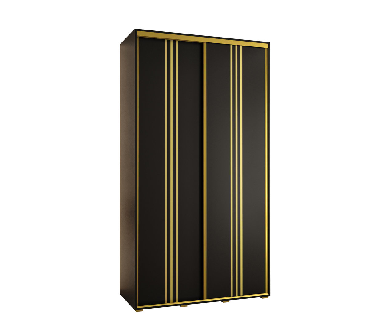 Szafa przesuwna wysoka Davos 6 130 gł. 45 czarny + czarny + złoty / Abiks Meble