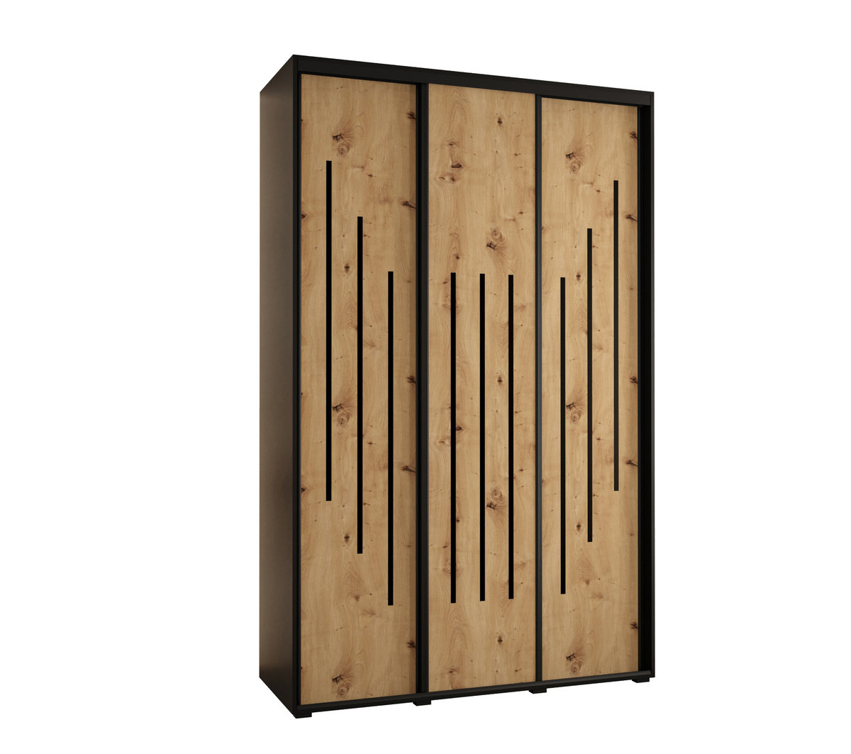 Szafa przesuwna wysoka Davos 8 150 gł. 60 czarny + artisan + czarny / Abiks Meble