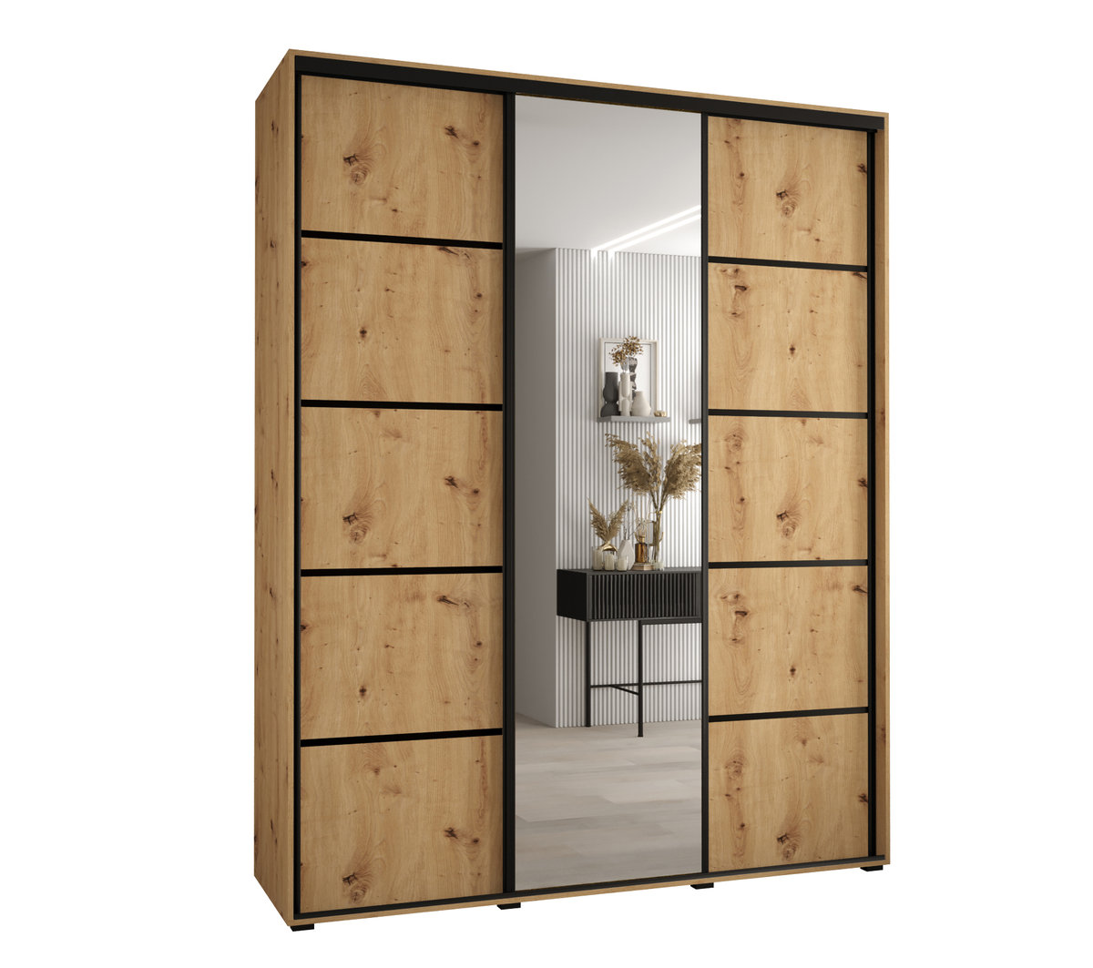 Szafa przesuwna wysoka Davos 5 190 gł. 60 artisan + artisan + czarny