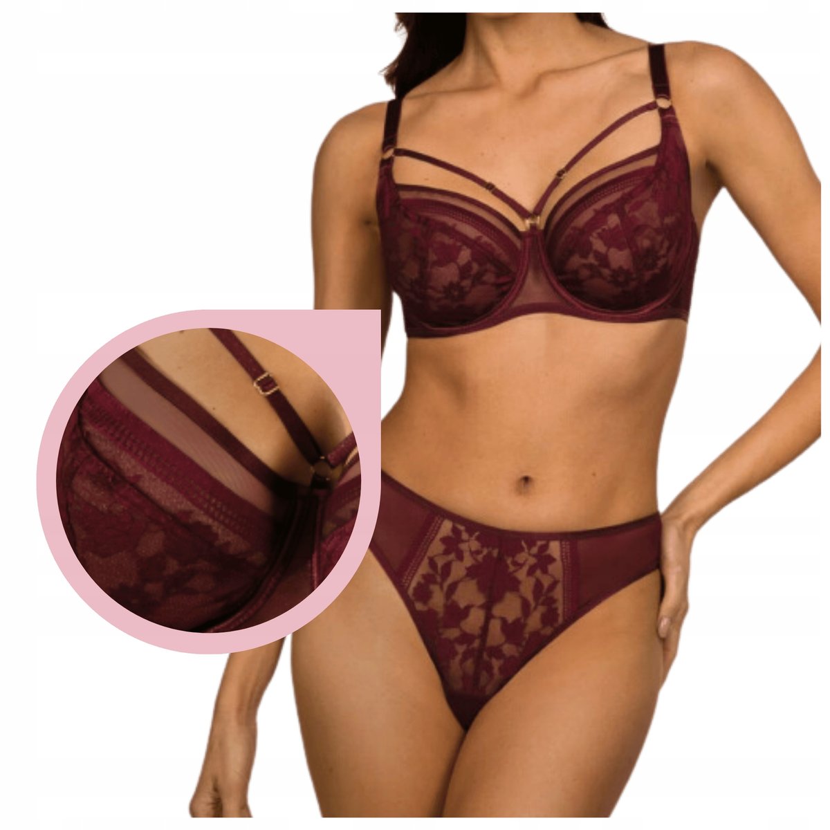 Ewa Bień ORLANDO B161 biustonosz miękki soft paseczki/strapsy bordowy - 80B