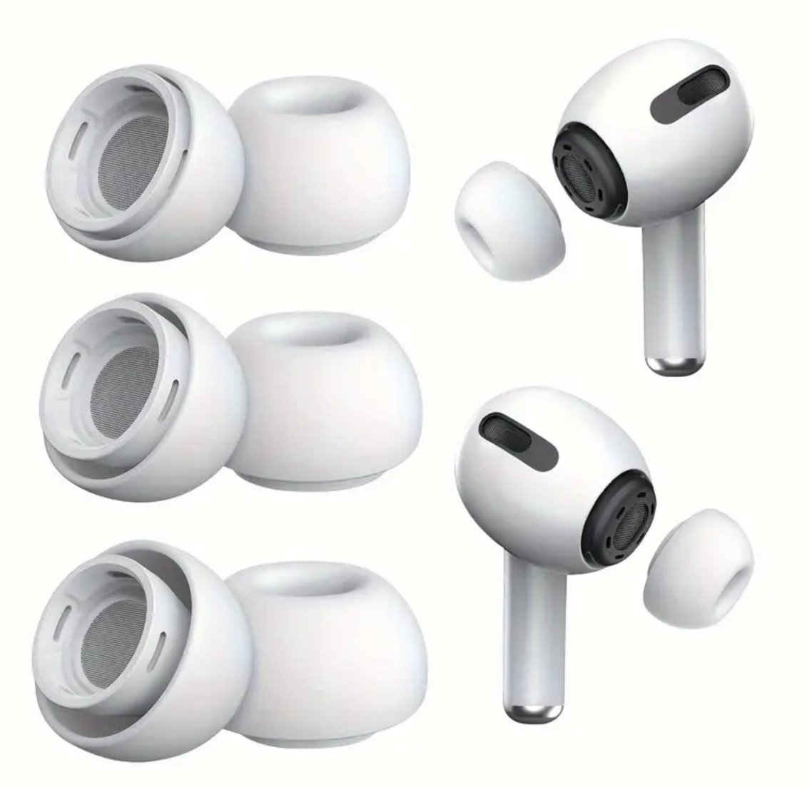 BIAŁE GUMKI NAKŁADKI DOUSZNE DO APPLE AIRPODS PRO I II S M L