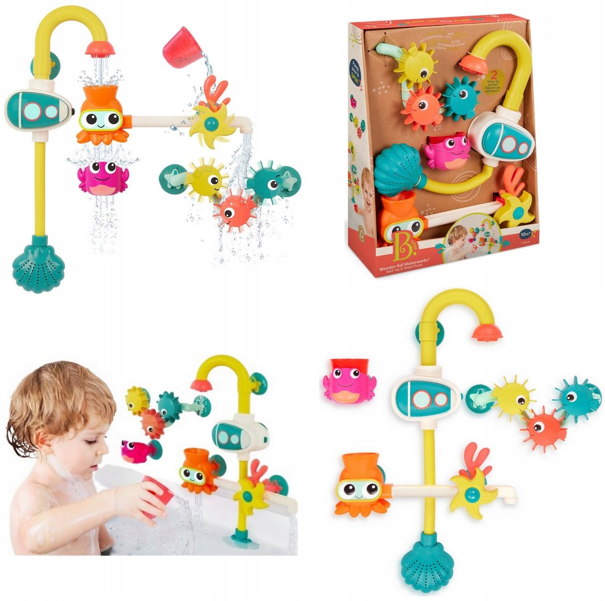 B.Toys Zabawka do kąpieli w wannie z pompą wodną motyw Łódź podwodna 10m+