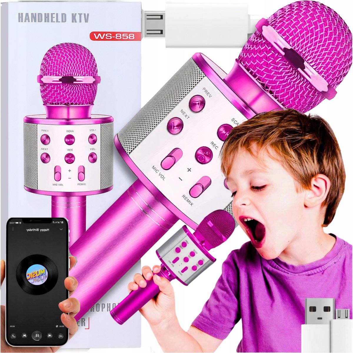MIKROFON KARAOKE DLA DZIECI BEZPRZEWODOWY GŁOŚNIK BLUETOOTH PREZENT ŚWIĘTA