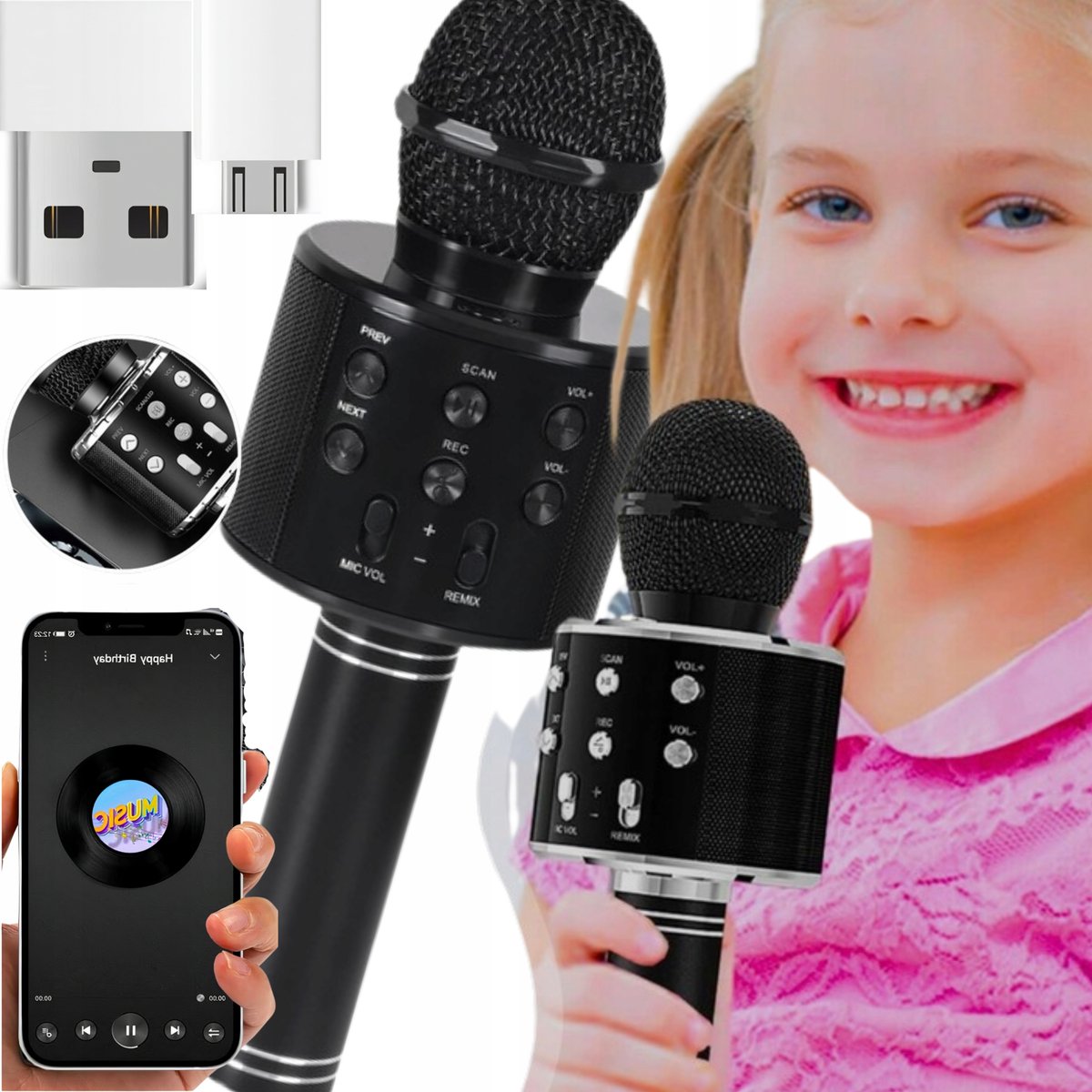 MIKROFON KARAOKE DLA DZIECI BEZPRZEWODOWY GŁOŚNIK BLUETOOTH PREZENT ŚWIĘTA