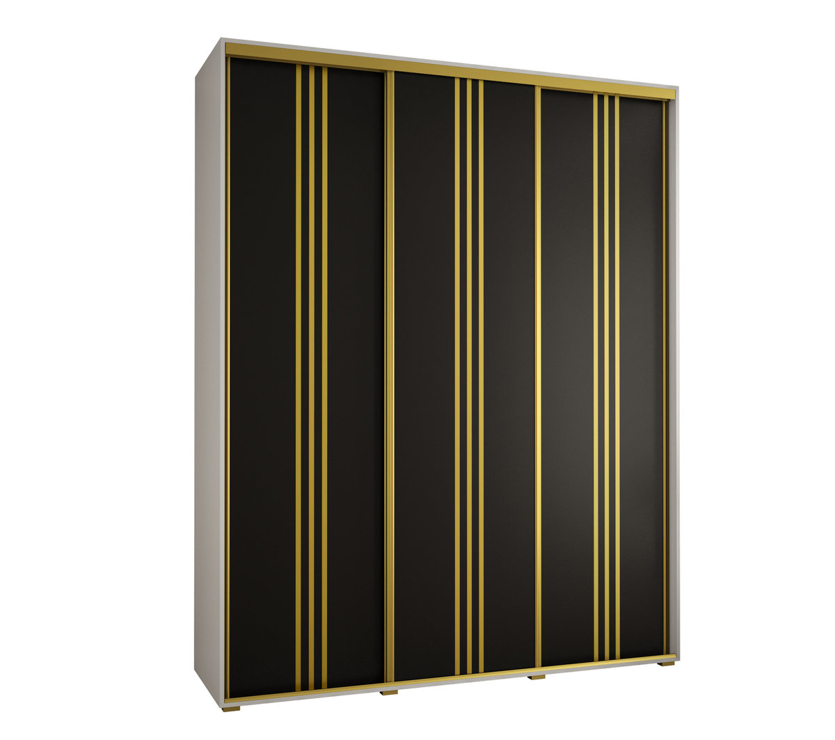 Szafa przesuwna wysoka Davos 6 190 gł. 60 biały + czarny + złoty