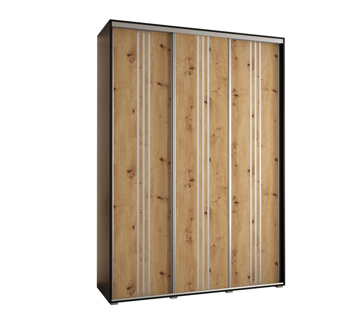 Szafa przesuwna wysoka Davos 6 180 gł. 45 czarny + artisan + srebrny