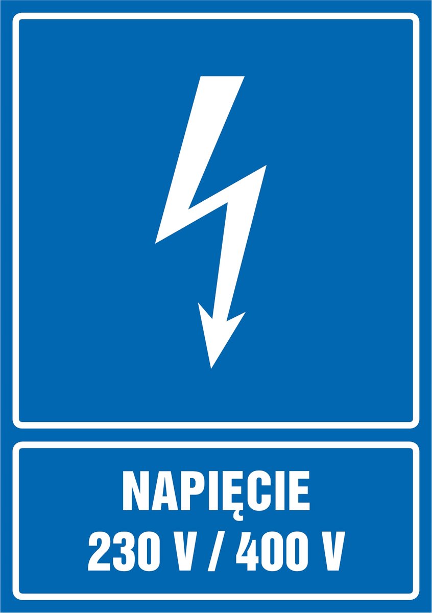Tabliczka Napięcie 230 V / 400 V 30x42cm PCV 3mm