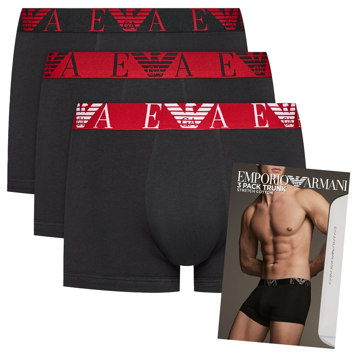 Emporio Armani bokserki majtki męskie zestaw 3szt czarne 2XL