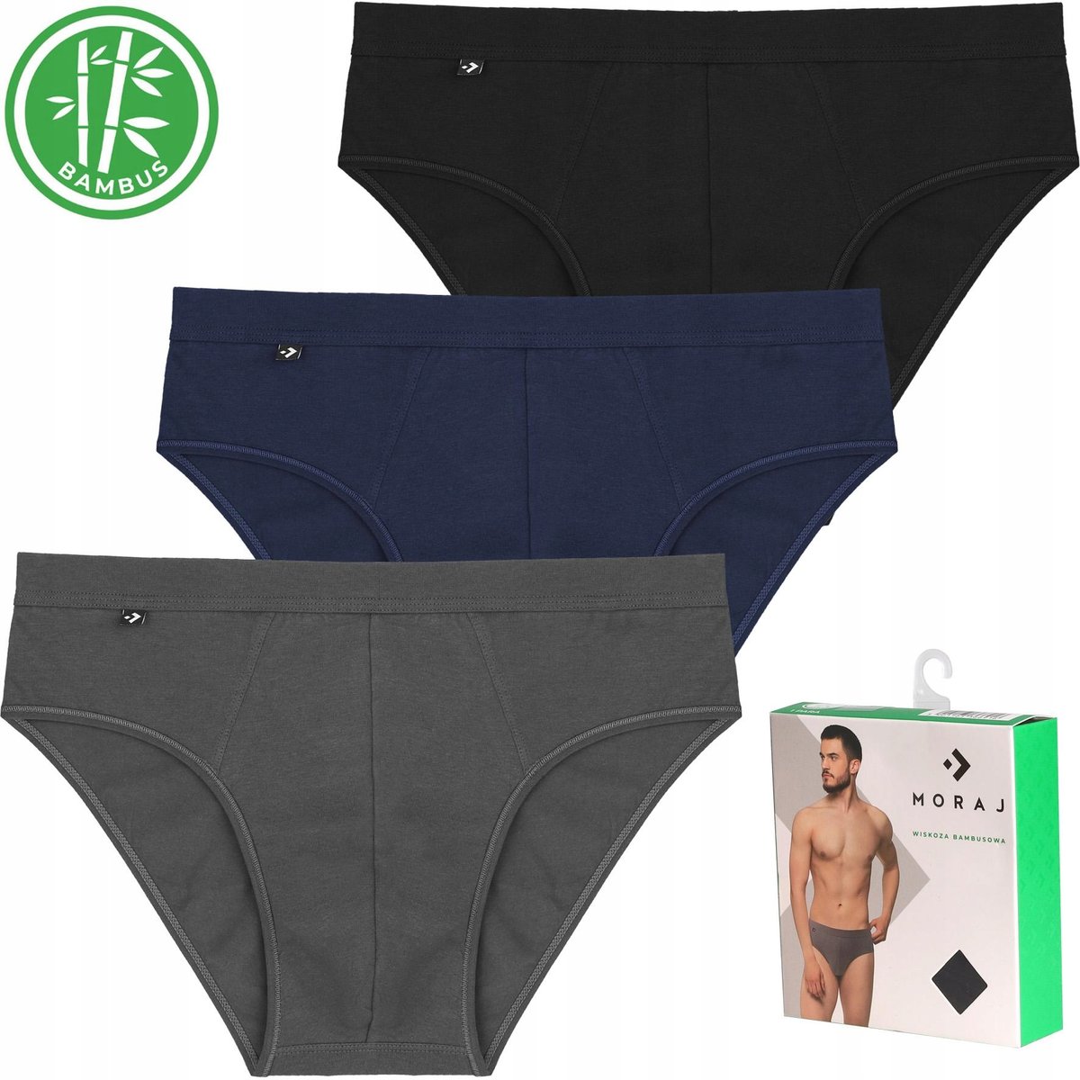 SLIPY MAJTKI BAMBUSOWE GŁADKIE MORAJ 3 SZT - 3XL