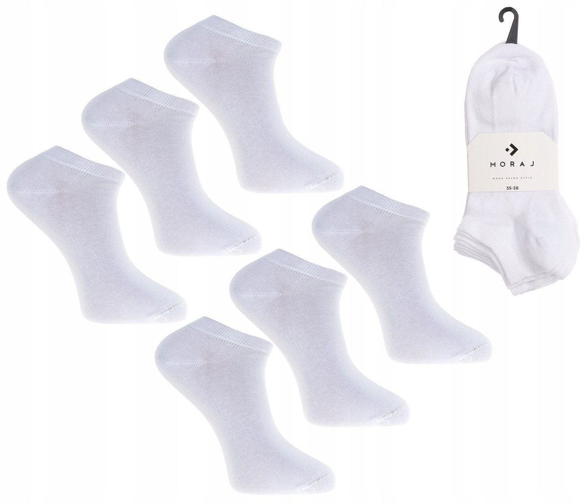 Skarpetki Stopki Damskie Skarpety Bawełniane Białe MORAJ 6-PAR 35-38