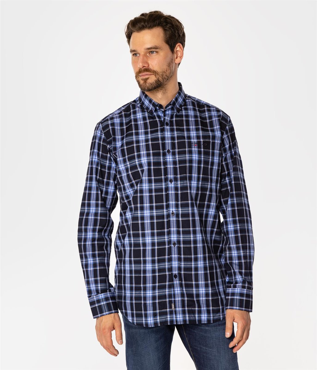 Koszula męska comfort w kratę NEW TENBY 05KZ BLUE-XL
