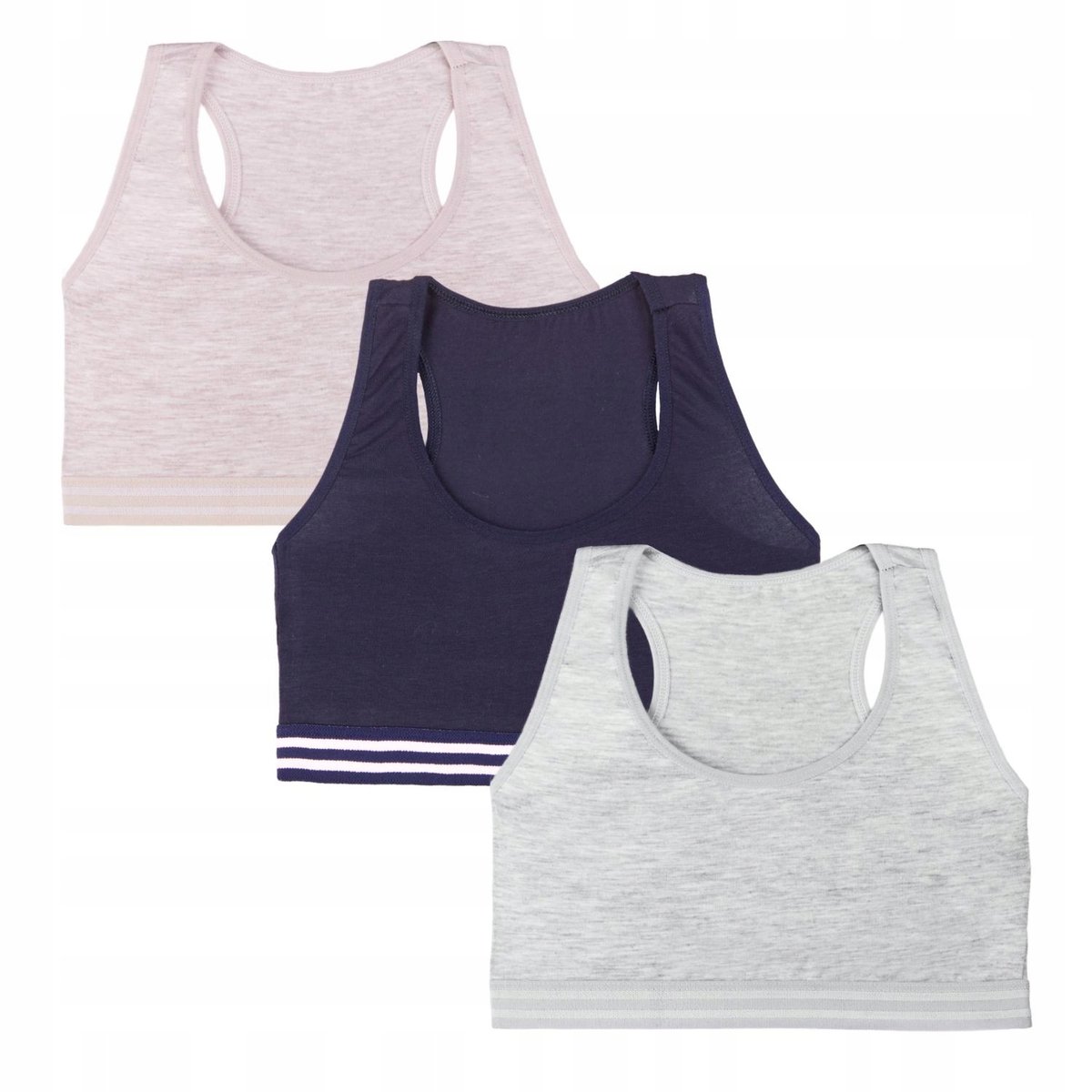 Top Biustonosz Dziewczęcy Bawełniany MIX KOLOR Gładkie 3 szt. MORAJ 134