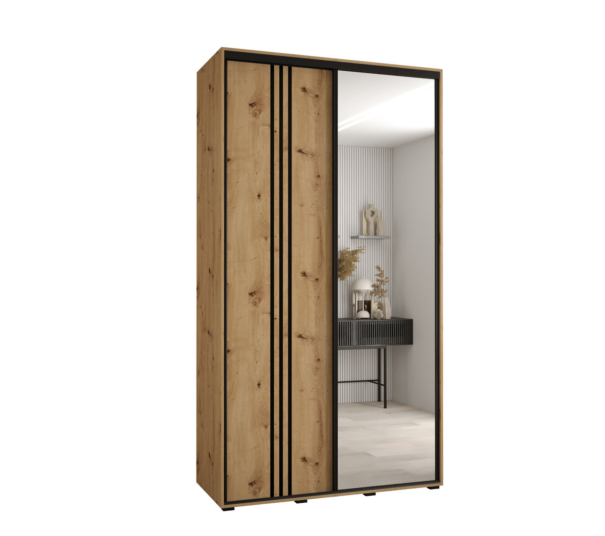 Szafa przesuwna wysoka Davos 7 130 gł. 45 artisan + artisan + czarny / Abiks Meble