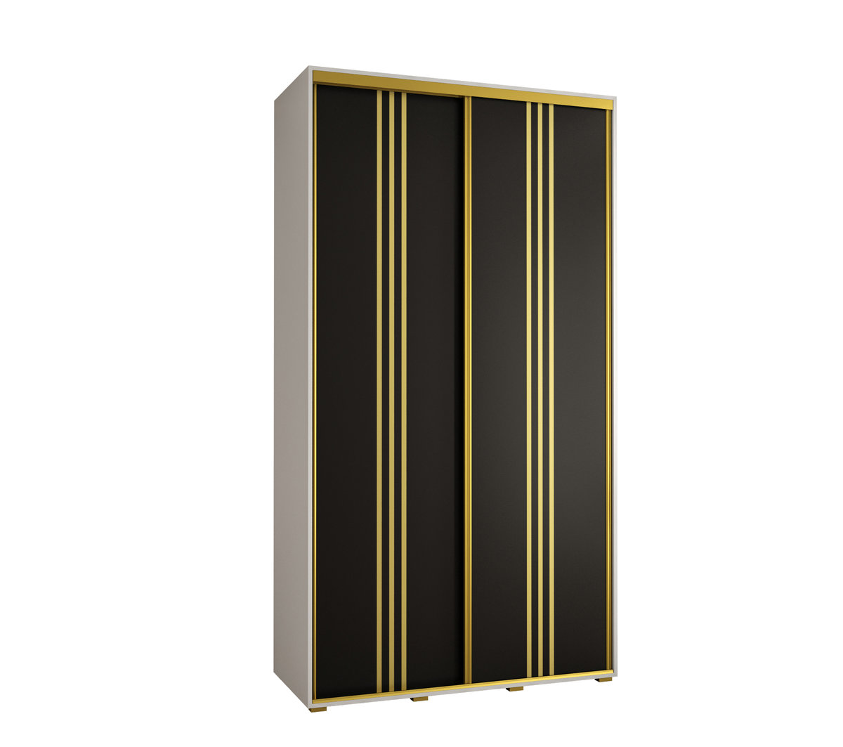 Szafa przesuwna wysoka Davos 6 140 gł. 45 biały + czarny + złoty / Abiks Meble
