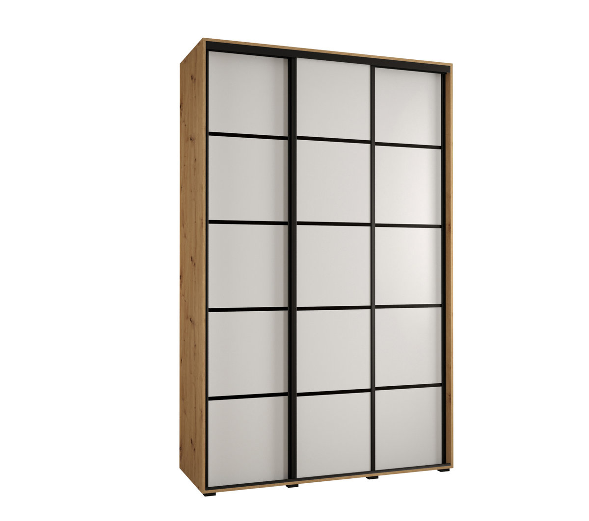 Szafa przesuwna wysoka Davos 4 150 gł. 60 artisan + biały + czarny / Abiks Meble